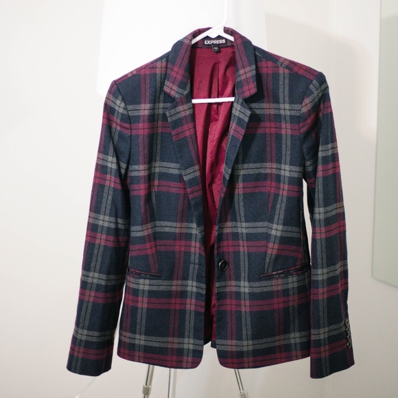 Express Jackets & Blazers - Womens Express Plaid Suit Jacket - Size 8